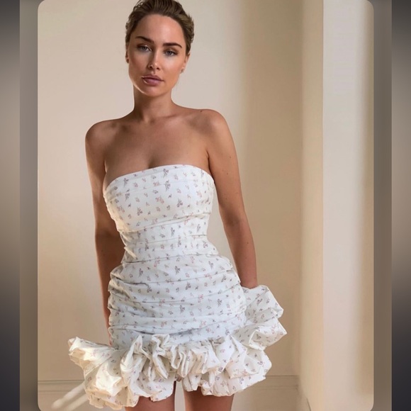 House of cb Serafina WHITE FLORAL‎ PRINT STRAPLESS DRESS NWOT size XL - Picture 3 of 13